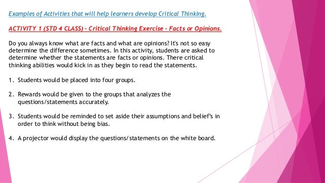 exercises for critical thinking skills exercises for critical thinking skills