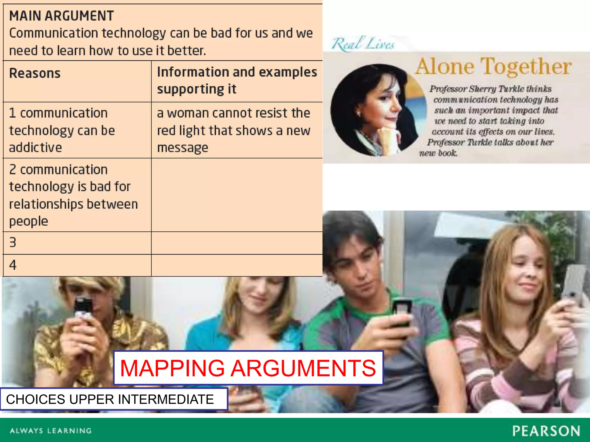 MAPPING ARGUMENTS
CHOICES UPPER INTERMEDIATE
 