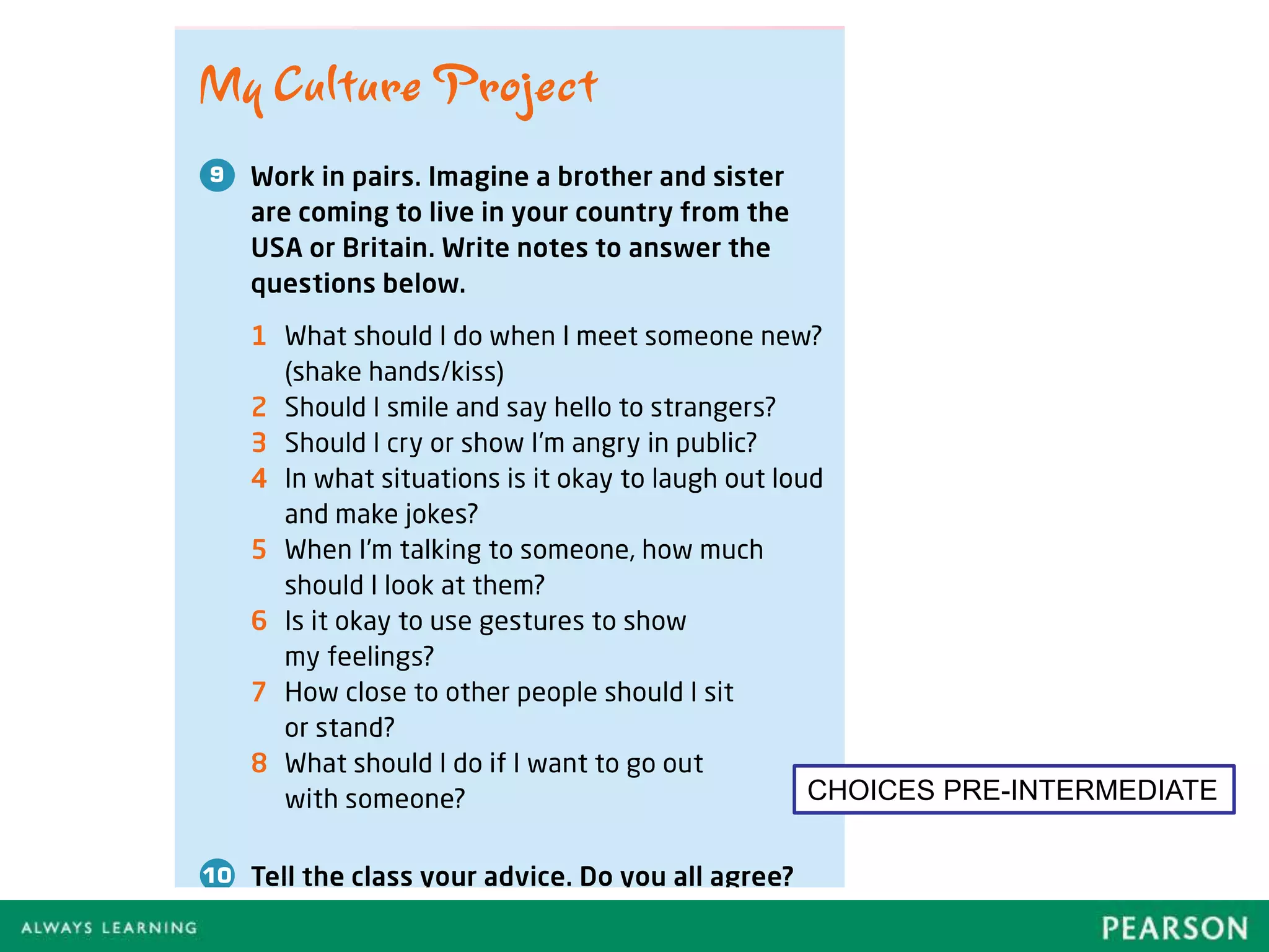 CHOICES PRE-INTERMEDIATE
 