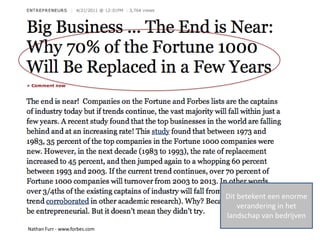 Dit betekent een enorme
                                   verandering in het
                               landschap van bedrijven
Nathan Furr - www.forbes.com
 