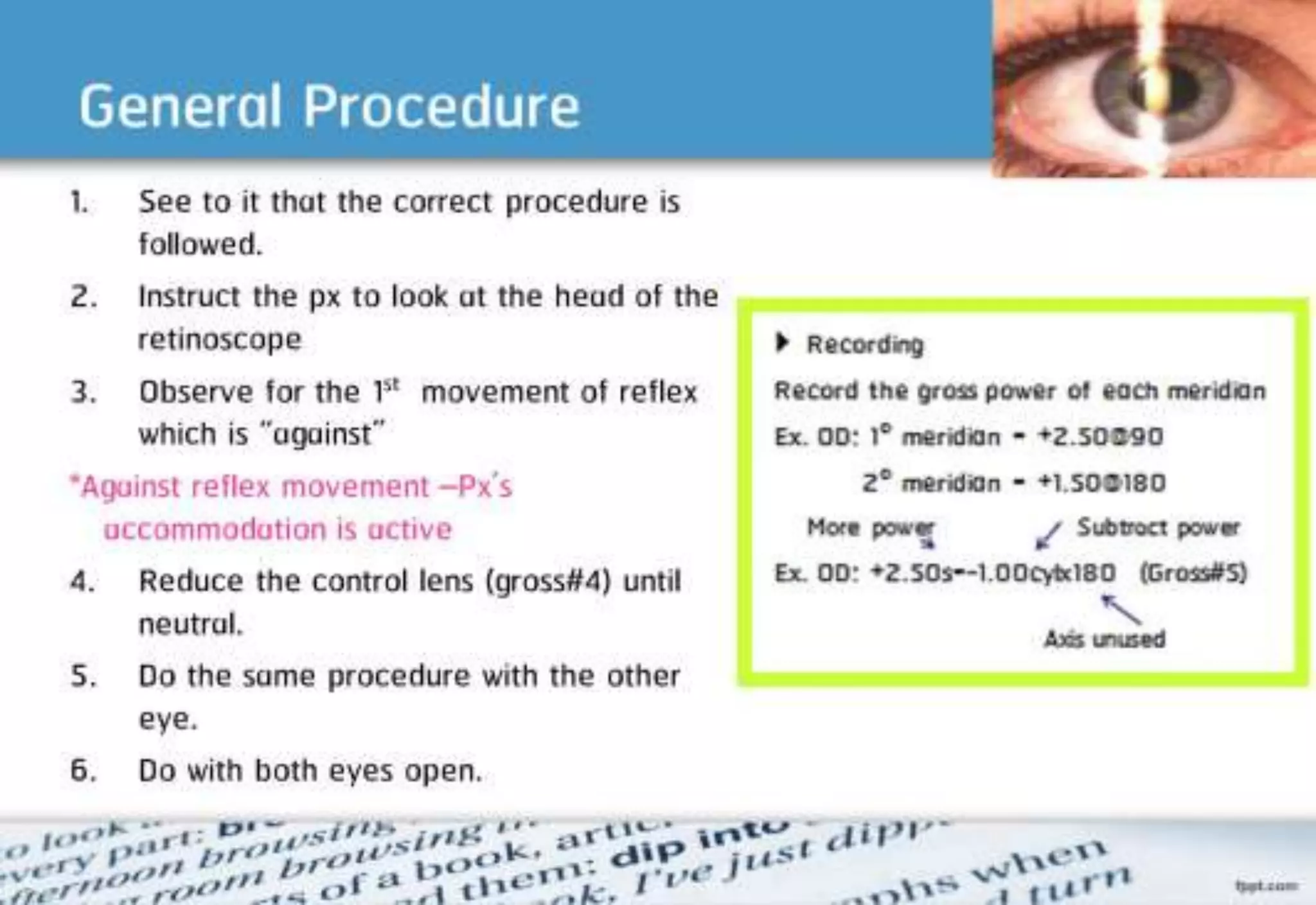 21 step-Diagnosis Procedure Refraction