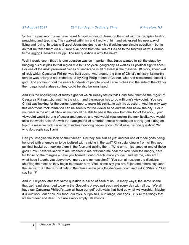 Homily 21st Sunday In Ordinary Time Cycle A 17