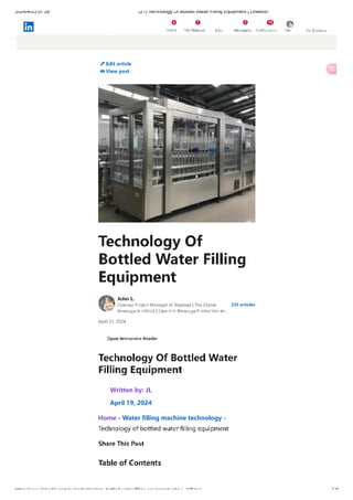 Technology Of Bottled Water Filling Equipment