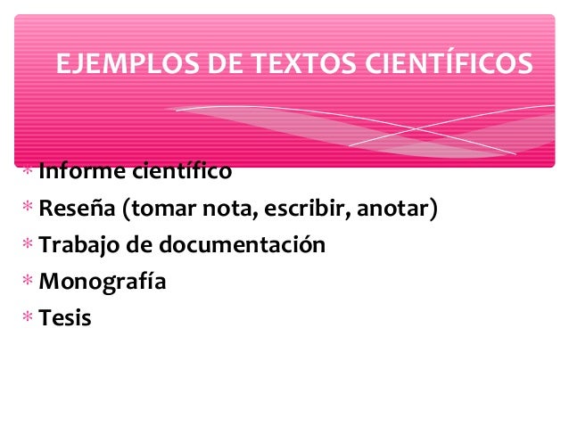 TEXTOS CIENTIFICOS TEXTOS CIENTIFICOS