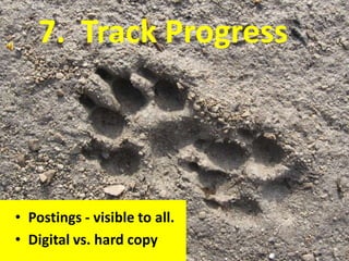 7.  Track Progress  Postings - visible to all.Digital vs. hard copy