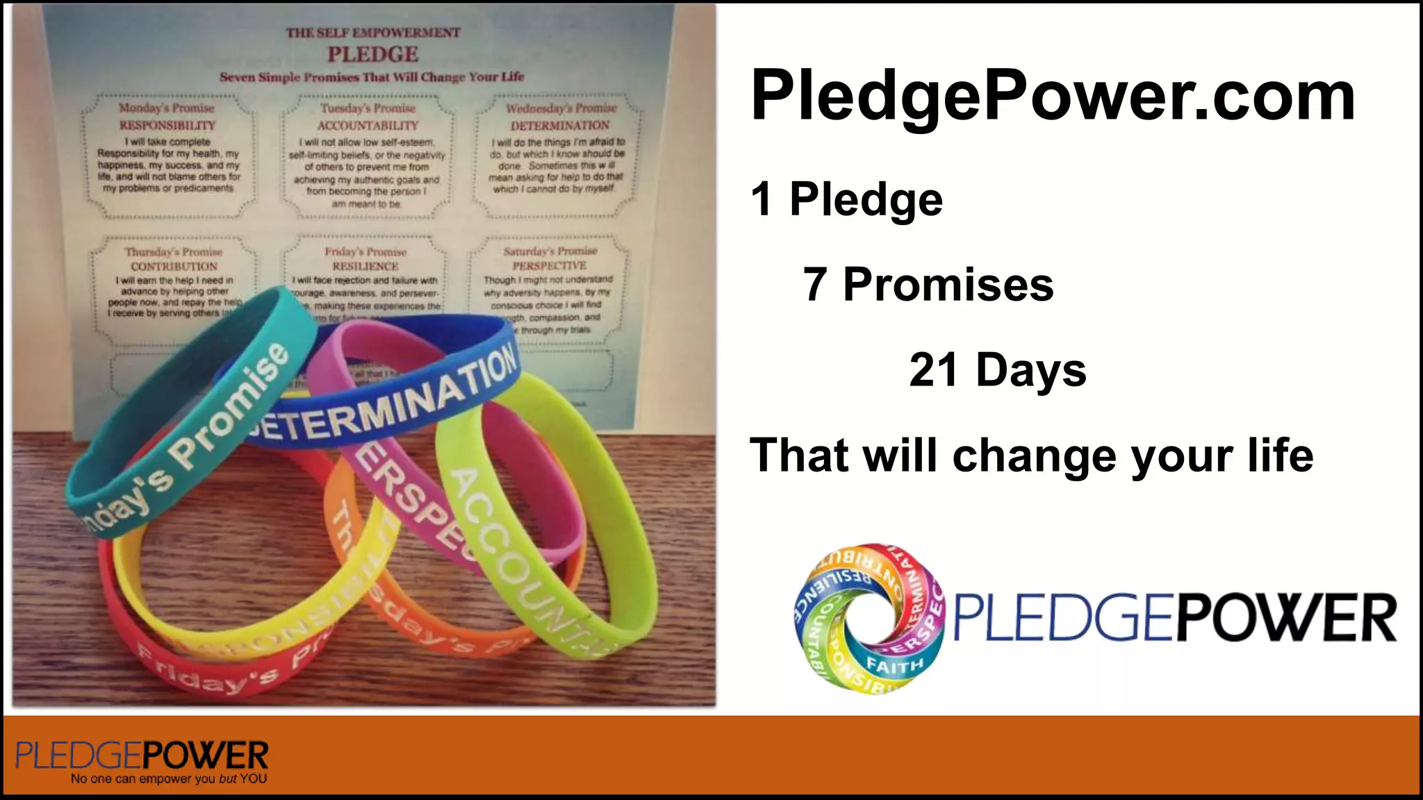 PledgePower.com
1 Pledge
7 Promises
21 Days
That will change your life