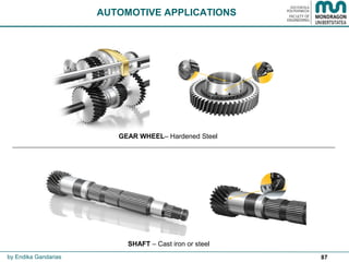 87
AUTOMOTIVE APPLICATIONS
GEAR WHEEL– Hardened Steel
SHAFT – Cast iron or steel
by Endika Gandarias
 