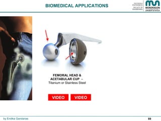89
BIOMEDICAL APPLICATIONS
VIDEO VIDEO
by Endika Gandarias
FEMORAL HEAD &
ACETABULAR CUP –
Titanium or Stainless Steel
 