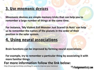 21 Ways to Improve Your Memory | PPT
