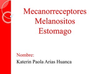 Mecanorreceptores
Melanositos
Estomago
Nombre:
Katerin Paola Arias Huanca
 