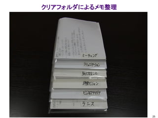 クリアフォルダによるメモ整理
25
 
