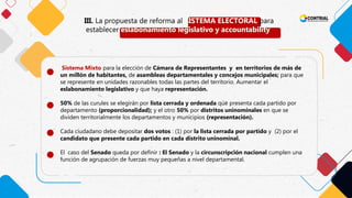 Sistema Mixto para la elección de Cámara de Representantes y en territorios de más de
un millón de habitantes, de asamblea...