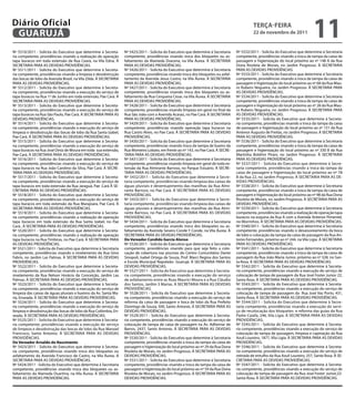 Diário Oficial
 GUARUJÁ
                                                                                                                                               teRçA-feiRA
                                                                                                                                               22 de novembro de 2011
                                                                                                                                                                                    11
Nº 5510/2011 - Solicita do Executivo que determine à Secreta-      Nº 5425/2011 - Solicita do Executivo que determine à Secretaria   Nº 5532/2011 - Solicita do Executivo que determine à Secretaria
ria competente, providências visando a realização de operação      competente, providências visando troca dos bloquetes ou as-       competente, providências visando a troca da tampa da caixa de
tapa buracos em toda extensão da Rua Ceará, na Vila Edna. À        faltamento da Alameda Dracena, na Vila Áurea. À SECRETARIA        passagem e higienização do local próximo ao nº 148 A da Rua
SECRETARIA PARA AS DEVIDAS PROVIDÊNCIAS.                           PARA AS DEVIDAS PROVIDÊNCIAS.                                     Dona Risoleta de Morais, no Jardim Progresso. À SECRETARIA
Nº 5511/2011 - Solicita do Executivo que determine à Secreta-      Nº 5426/2011 - Solicita do Executivo que determine à Secretaria   PARA AS DEVIDAS PROVIDÊNCIAS.
ria competente, providências visando a limpeza e desobstrução      competente, providências visando troca dos bloquetes ou asfal-    Nº 5533/2011 - Solicita do Executivo que determine à Secretaria
das bocas de lobo da Avenida Brasil, na Vila Zilda. À SECRETARIA   tamento da Avenida Jesus Castro, na Vila Áurea. À SECRETARIA      competente, providências visando a troca da tampa da caixa de
PARA AS DEVIDAS PROVIDÊNCIAS.                                      PARA AS DEVIDAS PROVIDÊNCIAS.                                     passagem e higienização do local próximo ao nº 68 da Rua Mau-
Nº 5512/2011 - Solicita do Executivo que determine à Secreta-      Nº 5427/2011 - Solicita do Executivo que determine à Secretaria   ro Rubens Nogueira, no Jardim Progresso. À SECRETARIA PARA
ria competente, providências visando a execução do serviço de      competente, providências visando troca dos bloquetes ou as-       AS DEVIDAS PROVIDÊNCIAS.
tapa buracos na Rua 1º de Junho em toda extensão, Pae Cará. À      faltamento da Rua Cerqueira Cesar, na Vila Áurea. À SECRETARIA    Nº 5534/2011 - Solicita do Executivo que determine à Secretaria
SECRETARIA PARA AS DEVIDAS PROVIDÊNCIAS.                           PARA AS DEVIDAS PROVIDÊNCIAS.                                     competente, providências visando a troca da tampa da caixa de
Nº 5513/2011 - Solicita do Executivo que determine à Secreta-      Nº 5428/2011 - Solicita do Executivo que determine à Secretaria   passagem e higienização do local próximo ao nº 28 da Rua Mau-
ria competente, providências visando a execução do serviço de      competente, providências visando limpeza em geral no final da     ro Rubens Nogueira, no Jardim Progresso. À SECRETARIA PARA
tapa buracos na Rua São Paulo, Pae Cará. À SECRETARIA PARA AS      Rua São João com a Avenida Acaraú, no Pae Cará. À SECRETARIA      AS DEVIDAS PROVIDÊNCIAS.
DEVIDAS PROVIDÊNCIAS.                                              PARA AS DEVIDAS PROVIDÊNCIAS.                                     Nº 5535/2011 - Solicita do Executivo que determine à Secreta-
Nº 5514/2011 - Solicita do Executivo que determine à Secreta-      Nº 5429/2011 - Solicita do Executivo que determine à Secretaria   ria competente, providências visando a troca da tampa da caixa
ria competente, providências visando a execução do serviço de      competente, providências visando operação tapa buracos na         de passagem e higienização do local próximo ao nº 151 da Rua
limpeza e desobstrução das bocas de lobo da Rua Santa Izabel,      Rua Castro Alves, no Pae Cará. À SECRETARIA PARA AS DEVIDAS       Antenor Augusto de Freitas, no Jardim Progresso. À SECRETARIA
Pae Cará. À SECRETARIA PARA AS DEVIDAS PROVIDÊNCIAS.               PROVIDÊNCIAS.                                                     PARA AS DEVIDAS PROVIDÊNCIAS.
Nº 5515/2011 - Solicita do Executivo que determine à Secreta-      Nº 5430/2011 - Solicita do Executivo que determine à Secretaria   Nº 5536/2011 - Solicita do Executivo que determine à Secretaria
ria competente, providências visando a execução do serviço de      competente, providências visando troca da tampa de bueiro da      competente, providências visando a troca da tampa da caixa de
tapa buracos na Rua José Diniz de Moura em toda sua extensão,      Rua Monteiro Lobato, em frente ao nº 143, no Pae Cará. À SECRE-   passagem e higienização do local próximo ao nº 330 B da Rua
Pae Cará. À SECRETARIA PARA AS DEVIDAS PROVIDÊNCIAS.               TARIA PARA AS DEVIDAS PROVIDÊNCIAS.                               Martinha Boldrini Pirani, no Jardim Progresso. À SECRETARIA
Nº 5516/2011 - Solicita do Executivo que determine à Secreta-      Nº 5431/2011 - Solicita do Executivo que determine à Secretaria   PARA AS DEVIDAS PROVIDÊNCIAS.
ria competente, providências visando a execução do serviço de      competente, providências visando limpeza em geral de toda ex-     Nº 5537/2011 - Solicita do Executivo que determine à Secre-
tapa buracos na Rua João Carolino da Silva, Pae Cará. À SECRE-     tensão da Rua Almirante Barroso, no Parque Estuário. À SECRE-     taria competente, providências visando a troca da tampa da
TARIA PARA AS DEVIDAS PROVIDÊNCIAS.                                TARIA PARA AS DEVIDAS PROVIDÊNCIAS.                               caixa de passagem e higienização do local próximo ao nº 78
Nº 5517/2011 - Solicita do Executivo que determine à Secreta-      Nº 5432/2011 - Solicita do Executivo que determine à Secre-       B da Rua 22, no Jardim Progresso. À SECRETARIA PARA AS DE-
ria competente, providências visando a execução do serviço de      taria competente, providências visando limpeza das caixas de      VIDAS PROVIDÊNCIAS.
tapa buracos em toda extensão da Rua Jaraguá, Pae .Cará À SE-      águas pluviais e desentupimento das manilhas da Rua Almi-         Nº 5538/2011 - Solicita do Executivo que determine à Secretaria
CRETARIA PARA AS DEVIDAS PROVIDÊNCIAS.                             rante Barroso, no Pae Cará. À SECRETARIA PARA AS DEVIDAS          competente, providências visando a troca da tampa da caixa de
Nº 5518/2011 - Solicita do Executivo que determine à Secreta-      PROVIDÊNCIAS.                                                     passagem e higienização do local próximo ao nº 98 da Rua Dona
ria competente, providências visando a execução do serviço de      Nº 5433/2011 - Solicita do Executivo que determine à Secre-       Risoleta de Morais, no Jardim Progresso. À SECRETARIA PARA AS
tapa buracos em toda extensão da Rua Marajoara, Pae Cará. À        taria competente, providências visando limpeza das caixas de      DEVIDAS PROVIDÊNCIAS.
SECRETARIA PARA AS DEVIDAS PROVIDÊNCIAS.                           águas pluviais e desentupimento das manilhas da Rua Almi-         Nº 5539/2011 - Solicita do Executivo que determine à Secretaria
Nº 5519/2011 - Solicita do Executivo que determine à Secreta-      rante Barroso, no Pae Cará. À SECRETARIA PARA AS DEVIDAS          competente, providências visando a realização de operação tapa
ria competente, providências visando a realização de operação      PROVIDÊNCIAS.                                                     buracos na esquina da Rua A com a Avenida Antenor Pimentel,
tapa buracos em toda extensão da Rua Santa Izabel, no Pae          Nº 5434/2011 - Solicita do Executivo que determine à Secretaria   no Morrinhos. À SECRETARIA PARA AS DEVIDAS PROVIDÊNCIAS.
Cará.. À SECRETARIA PARA AS DEVIDAS PROVIDÊNCIAS.                  competente, providências visando troca dos bloquetes ou as-       Nº 5540/2011 - Solicita do Executivo que determine à Secretaria
Nº 5520/2011 - Solicita do Executivo que determine à Secreta-      faltamento da Avenida Severo Conde Y Conde, na Vila Áurea. À      competente, providências visando o desassoreamento da boca
ria competente, providências visando a realização de operação      SECRETARIA PARA AS DEVIDAS PROVIDÊNCIAS.                          de lobo e colocação da tampa da caixa de passagem da Rua An-
tapa buracos na Rua Timbiras, no Pae Cará. À SECRETARIA PARA       Do Vereador Candido Garcia Alonso                                 tonio Fernandes, próximo ao nº 244, na Vila Ligia. À SECRETARIA
AS DEVIDAS PROVIDÊNCIAS.                                           Nº 5526/2011 - Solicita do Executivo que determine à Secretaria   PARA AS DEVIDAS PROVIDÊNCIAS.
Nº 5521/2011 - Solicita do Executivo que determine à Secretaria    competente, providências visando para que seja feito a colo-      Nº 5541/2011 - Solicita do Executivo que determine à Secretaria
competente, providências visando o nivelamento da Rua Gino         cação de cobertura nas piscinas do Centro Comunitário Dante       competente, providências visando a troca da tampa da caixa de
Fabris, no Jardim Las Palmas. À SECRETARIA PARA AS DEVIDAS         Sinopoli, Isabel Ortega de Souza, Prof. Marci Regina dos Santos   passagem da Rua João Maria Junior, próximo ao nº 328, no San-
PROVIDÊNCIAS.                                                      e Escola Municipal Napoleão- Guarujá. À SECRETARIA PARA AS        ta Rosa. À SECRETARIA PARA AS DEVIDAS PROVIDÊNCIAS.
Nº 5522/2011 - Solicita do Executivo que determine à Secreta-      DEVIDAS PROVIDÊNCIAS.                                             Nº 5542/2011 - Solicita do Executivo que determine à Secreta-
ria competente, providências visando a execução do serviço de      Nº 5527/2011 - Solicita do Executivo que determine à Secreta-     ria competente, providências visando a execução do serviço de
nivelamento da Rua Nelson Horácio da Conceição, Jardim Las         ria competente, providências visando a execução do serviço        colocação de tampa de passagem da Rua José Foster Junior 22,
Palmas. À SECRETARIA PARA AS DEVIDAS PROVIDÊNCIAS.                 de asfaltamento entre as Ruas Maurici Moura e a Rua Cláudio       Santa Rosa. À SECRETARIA PARA AS DEVIDAS PROVIDÊNCIAS.
Nº 5523/2011 - Solicita do Executivo que determine à Secreta-      dos Santos, Jardim 3 Marias. À SECRETARIA PARA AS DEVIDAS         Nº 5543/2011 - Solicita do Executivo que determine à Secreta-
ria competente, providências visando a execução do serviço de      PROVIDÊNCIAS.                                                     ria competente, providências visando a execução do serviço de
limpeza das caixas de águas pluviais e bueiros da Av. Santa Ma-    Nº 5528/2011 - Solicita do Executivo que determine à Secreta-     colocação de tampa de passagem da Rua José Vaz Porto, 431,
ria, Enseada. À SECRETARIA PARA AS DEVIDAS PROVIDÊNCIAS.           ria competente, providências visando a execução do serviço de     Santa Rosa. À SECRETARIA PARA AS DEVIDAS PROVIDÊNCIAS.
Nº 5524/2011 - Solicita do Executivo que determine à Secreta-      reforma da caixa de passagem e boca de lobo da Rua Prefeito       Nº 5544/2011 - Solicita do Executivo que determine à Secre-
ria competente, providências visando a execução do serviço de      Domingo de Souza, 500, Santo Antonio. À SECRETARIA PARA AS        taria competente, providências visando a execução do servi-
limpeza e desobstrução das bocas de lobo da Rua Colômbia, En-      DEVIDAS PROVIDÊNCIAS.                                             ço de recolocação dos bloquetes e reforma das guias da Rua
seada. À SECRETARIA PARA AS DEVIDAS PROVIDÊNCIAS.                  Nº 5529/2011 - Solicita do Executivo que determine à Secreta-     Padre Caiafa, 246, Vila Ligia. À SECRETARIA PARA AS DEVIDAS
Nº 5525/2011 - Solicita do Executivo que determine à Secreta-      ria competente, providências visando a execução do serviço de     PROVIDÊNCIAS.
ria competente, providências visando a execução do serviço         colocação de tampa de caixa de passagem na Av. Adhemar de         Nº 5545/2011 - Solicita do Executivo que determine à Secreta-
de limpeza e desobstrução das bocas de lobo da Rua Manoel          Barros, 2437, Santo Antonio. À SECRETARIA PARA AS DEVIDAS         ria competente, providências visando a execução do serviço de
Francisco, Santo Antonio. À SECRETARIA PARA AS DEVIDAS             PROVIDÊNCIAS.                                                     colocação de tampa de passagem, limpeza e capinação da Rua
PROVIDÊNCIAS.                                                      Nº 5530/2011 - Solicita do Executivo que determine à Secretaria   Azuil Loureiro, 1877, Vila Ligia. À SECRETARIA PARA AS DEVIDAS
Do Vereador Arnaldo do Nascimento                                  competente, providências visando a troca da tampa da caixa de     PROVIDÊNCIAS.
Nº 5423/2011 - Solicita do Executivo que determine à Secreta-      passagem e higienização do local próximo ao nº 29 da Rua Dona     Nº 5546/2011 - Solicita do Executivo que determine à Secreta-
ria competente, providências visando troca dos bloquetes ou        Risoleta de Morais, no Jardim Progresso. À SECRETARIA PARA AS     ria competente, providências visando a execução do serviço de
asfaltamento da Avenida Francisco de Castro, na Vila Áurea. À      DEVIDAS PROVIDÊNCIAS.                                             retirada de entulho da Rua Azuil Loureiro, 257, Santa Rosa. À SE-
SECRETARIA PARA AS DEVIDAS PROVIDÊNCIAS.                           Nº 5531/2011 - Solicita do Executivo que determine à Secretaria   CRETARIA PARA AS DEVIDAS PROVIDÊNCIAS.
Nº 5424/2011 - Solicita do Executivo que determine à Secretaria    competente, providências visando a troca da tampa da caixa de     Nº 5547/2011 - Solicita do Executivo que determine à Secreta-
competente, providências visando troca dos bloquetes ou as-        passagem e higienização do local próximo ao nº 59 da Rua Dona     ria competente, providências visando a execução do serviço de
faltamento da Alameda Duartina, na Vila Áurea. À SECRETARIA        Risoleta de Morais, no Jardim Progresso. À SECRETARIA PARA AS     colocação de tampa de passagem da Rua José Foster Junior,22-
PARA AS DEVIDAS PROVIDÊNCIAS.                                      DEVIDAS PROVIDÊNCIAS.                                             Santa Rosa. À SECRETARIA PARA AS DEVIDAS PROVIDÊNCIAS.
 