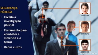 SEGURANÇA
PÚBLICA
• Facilita a
investigação
policial
• Ferramenta para
combater a
violência e o
terror
• Reduz custos
netmechanic.co.za
 