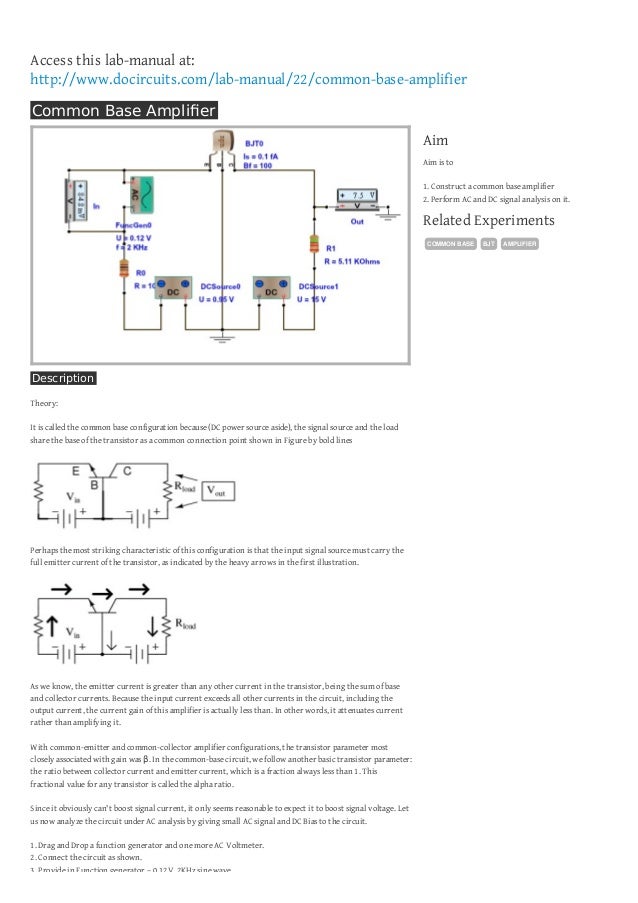 Common Base Amplifier BJT