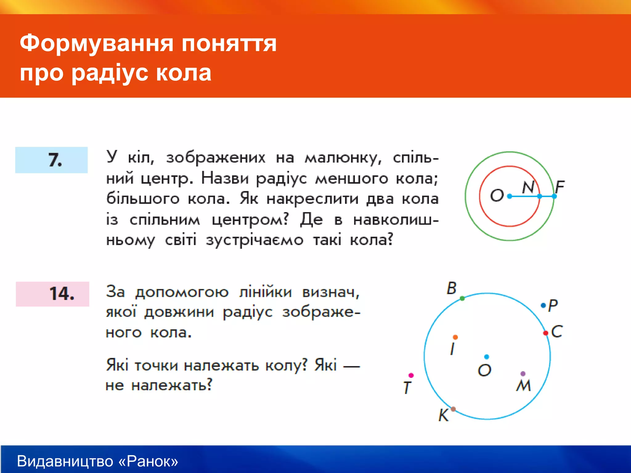 Видавництво «Ранок»
Формування поняття
про радіус кола
 