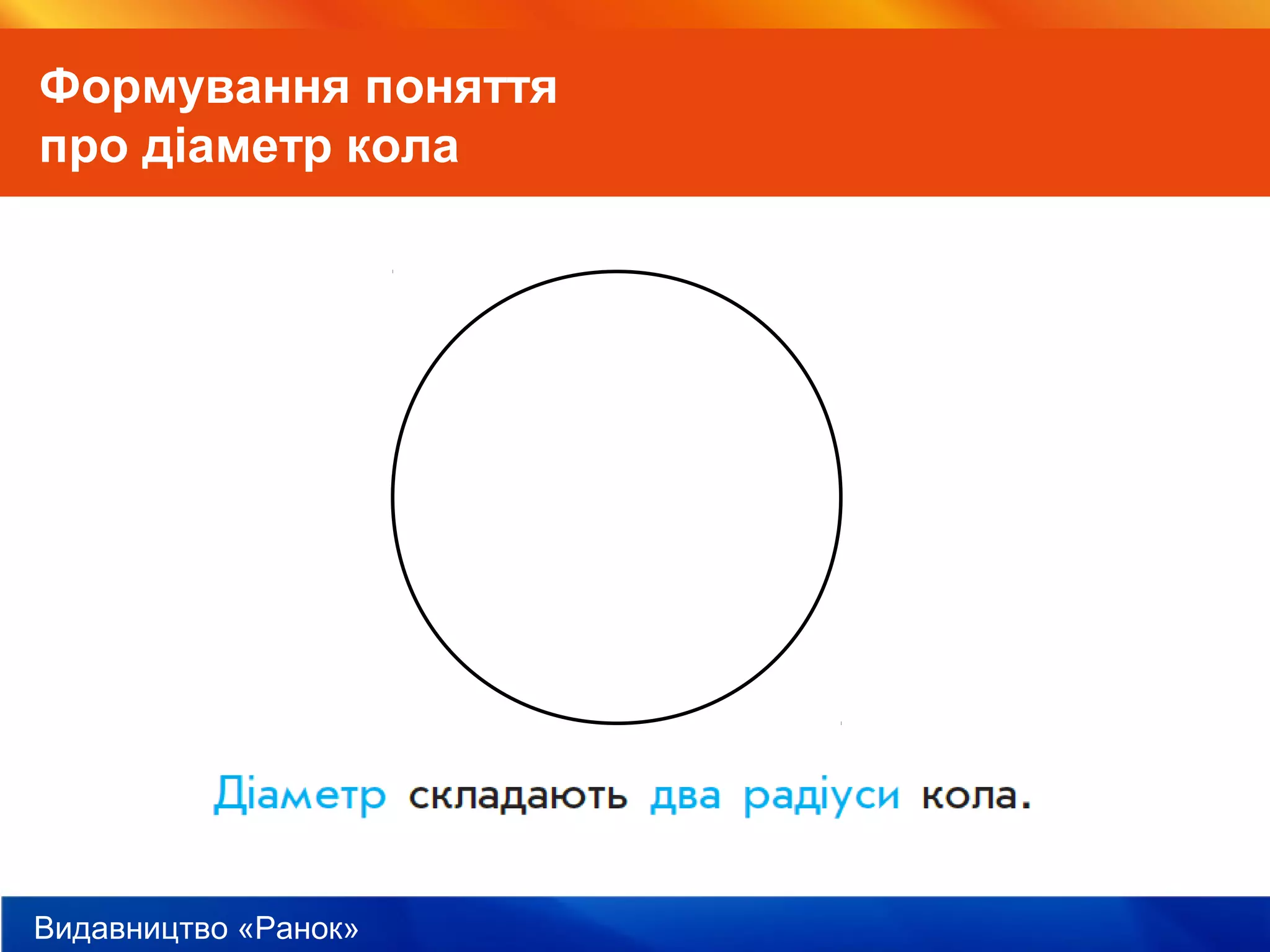 Видавництво «Ранок»
Формування поняття
про діаметр кола
 