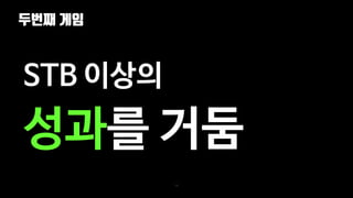 두번째 게임
75
STB 이상의
성과를 거둠
 
