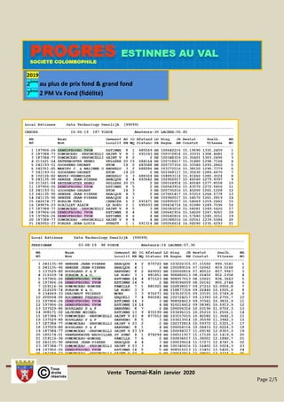 Vente Tournai-Kain Janvier 2020
Page 2/5
2019
2ème
au plus de prix fond & grand fond
7ème
2 PM Vx Fond (fidélité)
 