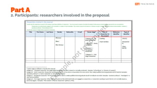 2. Participants: researchers involved in the proposal
Part A
 