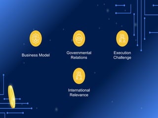 Business Model
Execution
Challenge
Governmental
Relations
International
Relevance
 