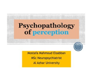 perception
Mostafa Mahmoud Elsabban
MSc Neuropsychiatrist
Al Azhar University
 