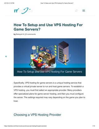 How To Setup and Use VPS Hosting For Game Servers?