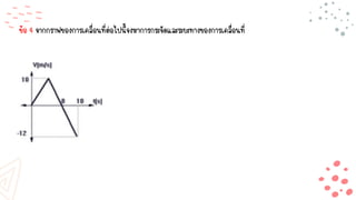 ข้อ 4 จากกราฟของการเคลื่อนที่ต่อไปนี้จงหาการกระจัดและระยะทางของการเคลื่อนที่
 