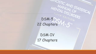 DSM-5
22 Chapters
DSM-IV
17 Chapters
 