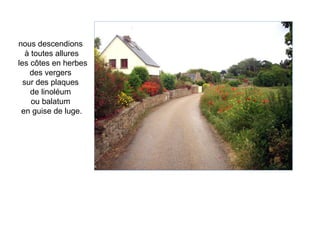 nous descendions
   à toutes allures
les côtes en herbes
    des vergers
  sur des plaques
    de linoléum
     ou balatum
 en guise de luge.
 