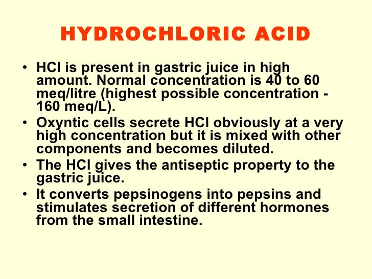 What is the function of hydrochloric acid in the stomach?