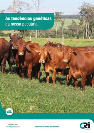 As tendências genéticas
da nossa pecuária
www.CRIgenetica.com.br NOSSA ORIGEM, SEU MELHOR RESULTADO
(16) 3362 3888
 