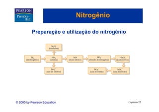 Nitrogênio
                                   g

          Preparação e utilização d nitrogênio
          P       ã     tili   ã do it    ê i




© 2005 by Pearson Education                      Capítulo 22
 