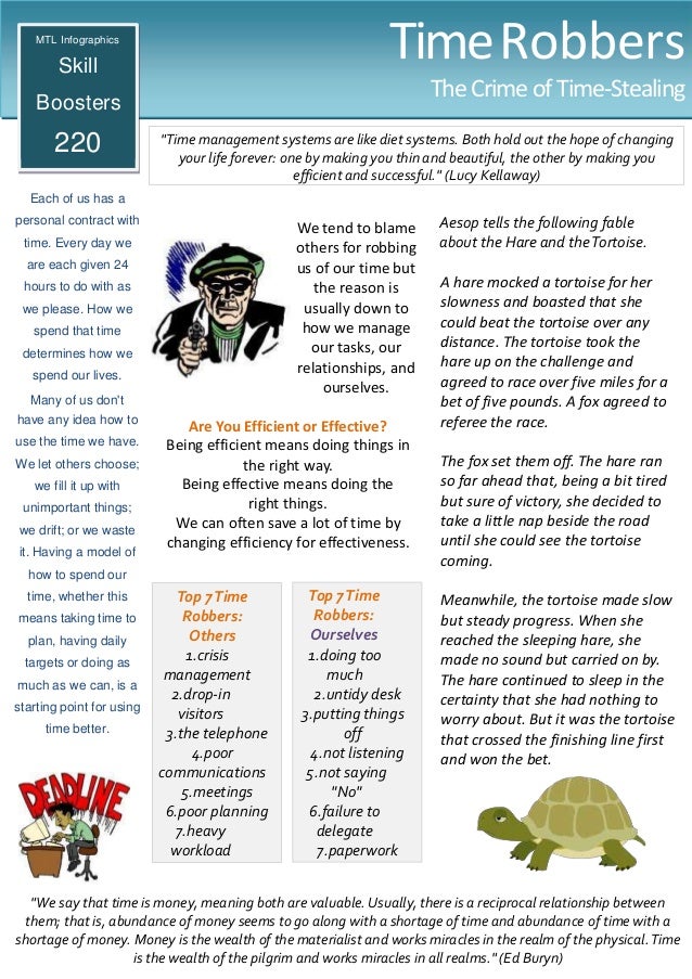 Infographic 220 on "Time Robbers" from ManageTrainLearn
