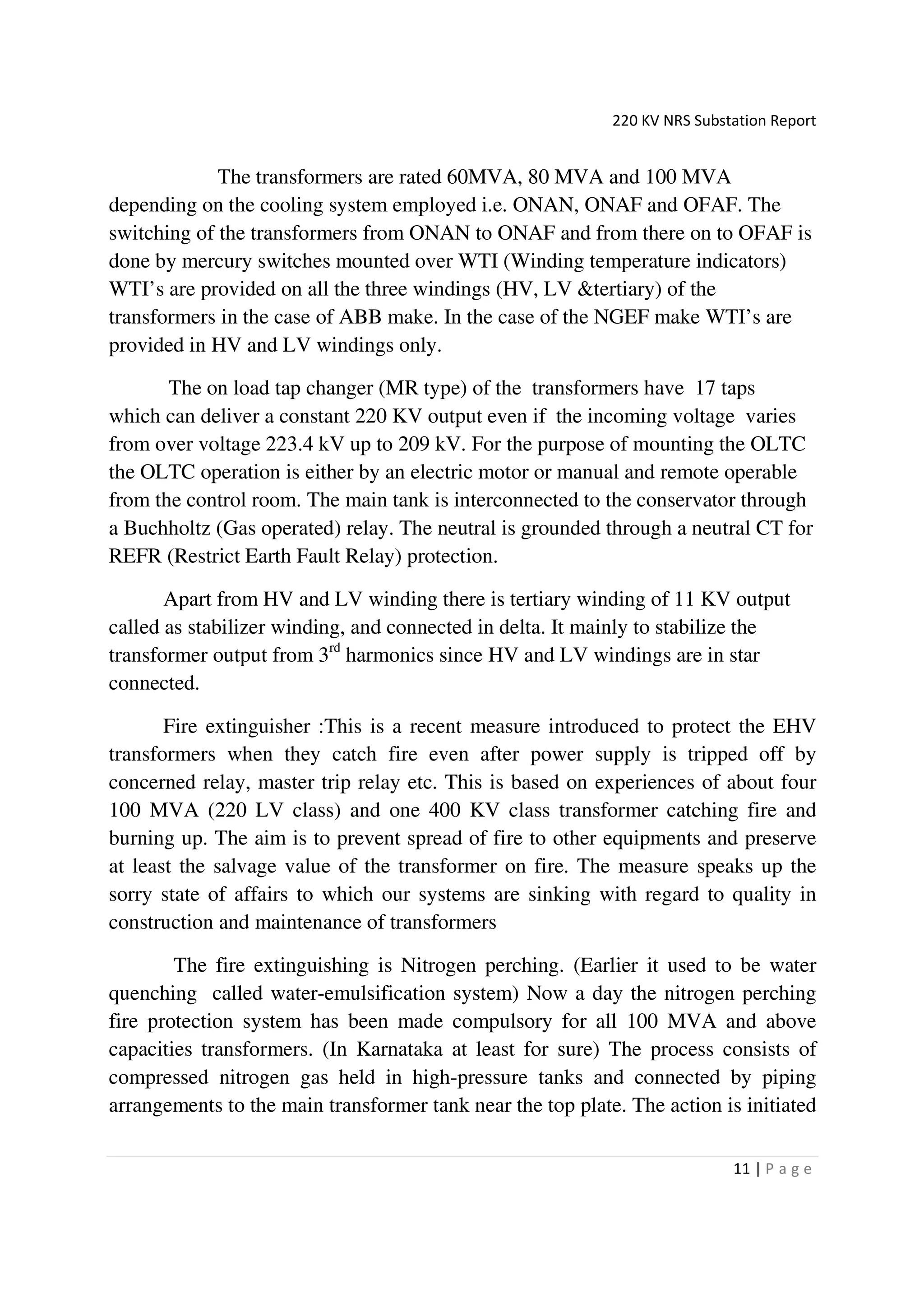 Transforme Sinking 220 66 kv nrs sub report | PDF