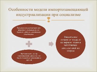 Особенности модели импортозамещающей 
индустриализации при социализме 
 
 