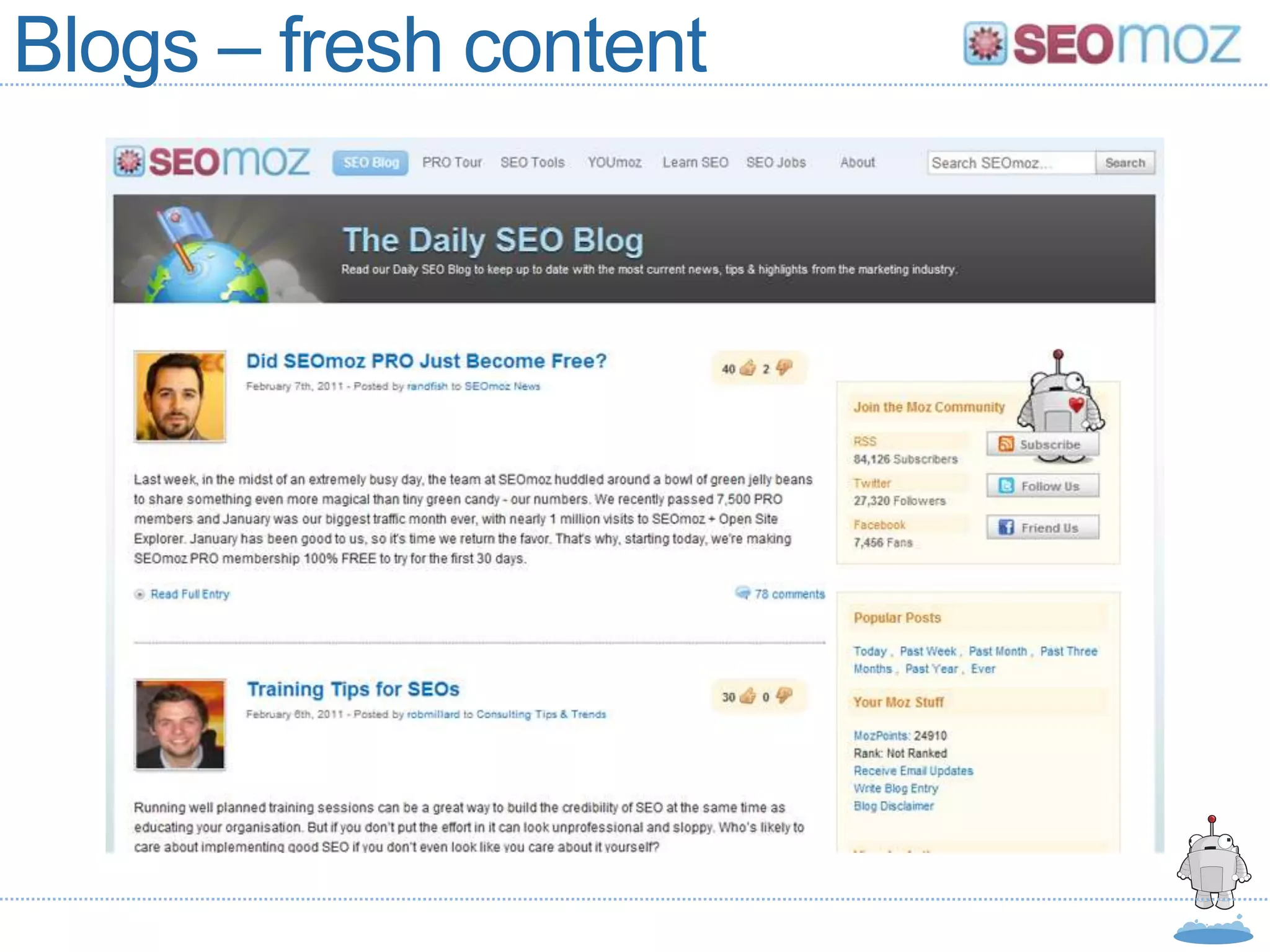 Blogs – fresh content
 