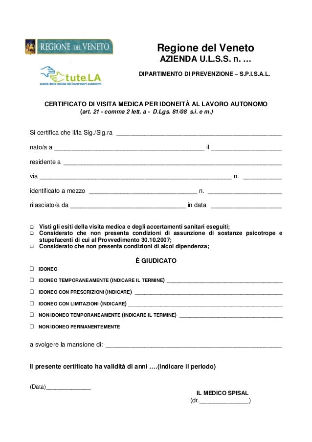 Certificato Medico Idoneit? Al Lavoro Fac Simile - figharley