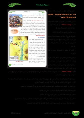 ‫املستقلة‬ ‫والدول‬ ‫مصر‬
‫الثانوى‬ ‫الثانى‬ ‫الصف‬ - ‫التاريخ‬ - ‫املعلم‬ ‫دليل‬‫الثالثة‬ ‫الوحدة‬ 124
‫حطني‬ ‫كة‬‫الدرسمعر‬ ‫من‬ ‫التايل‬ ‫اجلزء‬ ‫إىل‬ ‫انتقل‬ -
‫التعلم‬  ‫استراتيجية‬ ‫طالبك‬ ‫مع‬ ‫نفذ‬
 ‫التكاملى‬ ‫التعاونى‬
‫باملجموعات‬ ‫تعرف‬ ‫جمموعات‬ ‫إىل‬ ‫الطالب‬ ‫قسم‬ -
‫من‬ ‫تتكون‬ ‫جمموعة‬ ‫كل‬  Home Groups  ‫األم‬
. ‫عشواىئ‬ ‫بشكل‬ ‫طالب‬ ‫ستة‬ ‫إىل‬ ‫مخسة‬
. ‫هلا‬ ‫ا‬ً‫قائد‬ ‫يكون‬ ‫املجموعة‬ ‫ىف‬ ‫طالب‬ ‫عني‬ -
‫جمموعة‬‫تتناول‬‫بحيث‬‫أجزاء‬‫عدة‬‫إىل‬‫املوضوع‬‫قسم‬-
‫ضد‬ ‫اجلهاد‬ ‫ىف‬ ‫الدين‬ ‫صالح‬ ‫بعد‬ ‫األيويب‬ ‫البيت‬ ‫دور‬
‫السابعة‬ ‫الصليبية‬ ‫للحملة‬ ‫ثانية‬ ‫وجمموعة‬ ،‫الصليبيني‬
. ‫مرص‬ ‫عىل‬
‫هذه‬ ‫من‬ ‫بجزء‬ ‫املجموعة‬ ‫ىف‬ ‫عضو‬ ‫كل‬ ‫كلف‬ -
.‫األجزاء‬
‫لقراءة‬ ‫طالب‬ ‫لكل‬ ‫الوقت‬ ‫من‬ ‫فرصة‬ ‫املعلم‬ ‫يعطى‬ -
. ‫به‬ ‫ا‬ً‫ري‬‫خب‬ ‫يصبح‬ ‫حتى‬ ‫ا‬ً‫جيد‬ ‫اجلزء‬ ‫هذا‬ ‫ودراسة‬
‫الذين‬ ‫من‬ ‫املختلفة‬ ‫املجموعات‬ ‫ىف‬ ‫الطالب‬ ‫يتقابل‬ -
‫جمموعات‬ ‫تسمى‬ ‫جمموعات‬ ‫ىف‬ ‫األجزاء‬ ‫نفس‬ ‫درسوا‬
‫يشمل‬ ‫املوضوع‬ ‫عن‬ ‫جممع‬ ‫تقرير‬ ‫إىل‬ ‫والتوصل‬ ‫تعلموها‬ ‫التي‬ ‫األجزاء‬ ‫ومناقشة‬ ‫املعلومات‬ ‫لتبادل‬ Expert Groups ‫اخلربة‬
.‫بيانية‬ ‫رسومات‬ ‫أو‬ ‫صور‬ ‫أو‬ ‫معلومات‬
‫هذا‬ ‫الفريق‬ ‫أعضاء‬ ‫بتعليم‬ ‫ويقوم‬ ‫بدراسته‬ ‫املكلف‬ ‫باجلزء‬ ‫كبرية‬ ‫ودراية‬ ‫علم‬ ‫عىل‬ ‫أصبح‬ ‫أن‬ ‫بعد‬ ‫جمموعته‬ ‫إىل‬ ‫طالب‬ ‫كل‬ ‫يعود‬ -
. ‫واإليضاح‬ ‫الفهم‬ ‫من‬ ‫ملزيد‬ ‫األسئلة‬ ‫طرح‬ ‫عىل‬ ‫الطالب‬ ‫املعلم‬ ‫ويشجع‬ ‫اجلزء‬
. ‫تواجههم‬ ‫صعوبات‬ ‫أى‬ ‫حل‬ ‫عىل‬ ‫املجموعات‬ ‫ومساعدة‬ ‫العمل‬ ‫سري‬ ‫ملتابعة‬ ‫املجموعات‬ ‫بني‬ ‫املعلم‬ ‫مير‬ -
.‫تعلموه‬ ‫عام‬ ‫مجاعي‬ ‫تقرير‬ ‫بكتابة‬ ‫املجموعة‬ ‫أعضاء‬ ‫ذلك‬ ‫بعد‬ ‫-يقوم‬
.‫متكامل‬ ‫بشكل‬ ‫املوضوع‬ ‫وخلص‬ ‫التقارير‬ ‫هذه‬ ‫الطالب‬ ‫مع‬ ‫ناقش‬ -
.‫الصليبيني‬ ‫ضد‬ ‫اجلهاد‬ ‫ىف‬ ‫مرص‬ ‫به‬ ‫قامت‬ ‫الذي‬ ‫الدور‬ ‫أمهية‬ ‫عىل‬ ‫طالبك‬ ‫مع‬ - ‫املعلم‬ ‫عزيزي‬ – ‫هنا‬ ‫كز‬‫تر‬ ‫أن‬ ‫حاول‬ -
‫الصليبيني‬ ‫ضد‬ ‫اجلهاد‬ ‫ىف‬ ‫كية‬‫اململو‬ ‫لة‬‫و‬‫الد‬ ‫بعنواندور‬ ‫الدرس‬ ‫من‬ ‫جديدة‬ ‫نقطة‬ ‫إىل‬ ‫انتقل‬ -
áãdÉãdG IóMƒdG
115 …ƒfÉãdG ÊÉãdG ∞°ü∏d-ïjQÉàdG
:( Ω1187 - `g583) ø«£M á©bƒe
 
ßM’
É¡aô©ààd á«dÉàdG á£jôîdG
:ácô©ª∏d §«£îàdG
ø«£M á©bƒe (29) á£jôN
ø«£M ácô©ªd ≈∏«îJ º°SQ
 