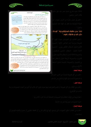 ‫املستقلة‬ ‫والدول‬ ‫مصر‬
‫الثانوى‬ ‫الثانى‬ ‫الصف‬ - ‫التاريخ‬ - ‫املعلم‬ ‫دليل‬‫الثالثة‬ ‫الوحدة‬ 126
‫جالوت‬ ‫عني‬ ‫عند‬ ‫مرص‬ ‫حدود‬ ‫خارج‬ ‫عدوه‬ ‫ملالقاة‬
. ‫حليفهم‬ ‫النرص‬ ‫فكان‬
‫دور‬ ‫بعنوان‬ ‫الدرس‬ ‫من‬ ‫جديد‬ ‫عنرص‬ ‫إىل‬ ‫انتقل‬ -
‫الصليبيني‬ ‫ضد‬ ‫اجلهاد‬ ‫ىف‬ ‫قطز‬ ‫بعد‬ ‫كية‬‫اململو‬ ‫لة‬‫و‬‫الد‬
.  ‫واملغول‬
، ‫ابحث‬  ‫استراتيجية‬ ‫طالبك‬ ‫مع‬ ‫نفذ‬
 ‫قوم‬ ، ‫شارك‬ ،‫ابدع‬ ، ‫حل‬
‫كل‬ ‫تقوم‬ ‫بحيث‬ ‫جمموعتني‬ ‫إىل‬ ‫الطالب‬ ‫قسم‬ -
‫:املجموعة‬ ‫التالية‬ ‫العنارص‬ ‫أحد‬ ‫بدراسة‬ ‫جمموعة‬
‫املجموعة‬ ، ‫بيربس‬ ‫الظاهر‬ ‫السلطان‬ ‫تتناول‬ ‫األوىل‬
، ‫ق�لاوون‬ ‫املنصور‬ ‫السلطان‬ ‫تتناول‬ ‫الثانية‬
‫بن‬‫خليل‬‫األرشف‬‫السلطان‬‫تتناول‬‫الثالثة‬‫واملجموعة‬
‫حممد‬ ‫السلطان‬ ‫تتناول‬ ‫الرابعة‬ ‫واملجموعة‬ ،‫قالوون‬
‫السلطان‬ ‫تتناول‬ ‫اخلامسة‬ ‫واملجموعة‬ ،‫قالوون‬ ‫بن‬
. ‫برسباي‬ ‫األرشف‬
: ‫البحث‬ ‫مرحلة‬
‫قام‬ ‫الذي‬ ‫الدور‬ ‫عن‬ ‫البحث‬ ‫جمموعة‬ ‫كل‬ ‫من‬ ‫اطلب‬ -
.‫اإلسالم‬ ‫عن‬ ‫والدفاع‬ ‫اجلهاد‬ ‫ىف‬ ‫املحددة‬ ‫الشخصية‬ ‫به‬
: ‫الحل‬ ‫مرحلة‬
‫بدراسة‬ ‫املجموعة‬ ‫أعضاء‬ ‫من‬ ‫أثنني‬ ‫أو‬ ‫طالب‬ ‫كل‬ ‫يقوم‬ ‫بحيث‬ ‫بينها‬ ‫فيام‬ ‫العمل‬ ‫تقسم‬ ‫أن‬ ‫جمموعة‬ ‫كل‬ ‫ىف‬ ‫الطالب‬ ‫من‬ ‫اطلب‬ -
. ‫املوضوع‬ ‫من‬ ‫جانب‬
. ‫هبا‬ ‫اخلاص‬ ‫اجلزء‬ ‫لدراسة‬ ‫املختلفة‬ ‫املجموعات‬ ‫ىف‬ ‫للطالب‬ ‫الوقت‬ ‫من‬ ‫فرصة‬ ‫اعط‬ -
.‫احلاجة‬ ‫عند‬ ‫وتدخل‬ ‫تعمل‬ ‫املجموعات‬ ‫اترك‬ -
: ‫اإلبداع‬ ‫مرحلة‬
‫إىل‬ ‫للتوصل‬ ‫وحتليله‬ ‫جدول‬ ‫أو‬ ‫تنظيمي‬ ‫خمطط‬ ‫أو‬ ‫تقرير‬ ‫شكل‬ ‫يف‬ ‫إليها‬ ‫توصلوا‬ ‫التى‬ ‫املعلومات‬ ‫تنظيم‬ ‫الطالب‬ ‫من‬ ‫اطلب‬ -
.‫استنتاجات‬
áãdÉãdG IóMƒdG
117 …ƒfÉãdG ÊÉãdG ∞°ü∏d-ïjQÉàdG
 
á°ùeÉîdG á«Ñ«∏°üdG á∏ªëdG (30)á£jôN
 