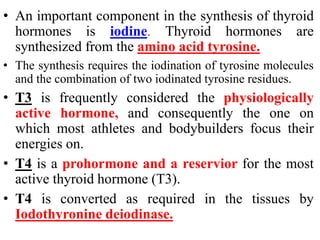 • The nature of the enzyme thyroperoxidase
• Oxidation of iodide to active iodine, iodination of tyrosine
residues and cou...