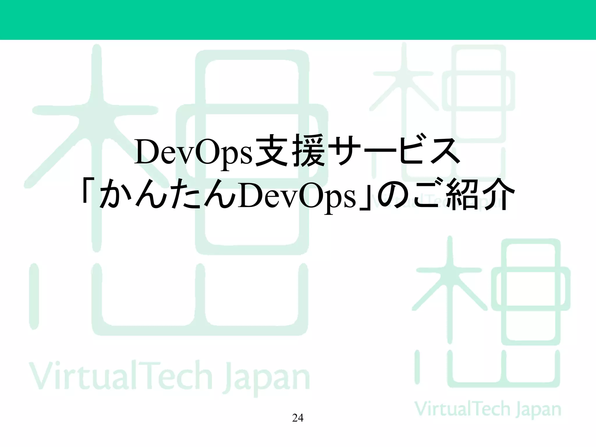 DevOps支援サービス
「かんたんDevOps」のご紹介
24
 