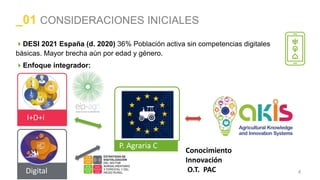 _01 CONSIDERACIONES INICIALES
DESI 2021 España (d. 2020) 36% Población activa sin competencias digitales
básicas. Mayor b...