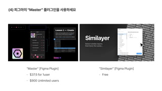 4 피그마의 Master 플러그인을 사용하세요
Master Figma Plugin
37.5 for 1user
900 Unlimited users
Similayer Figma Plugin
Free
 