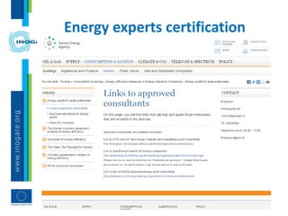 Energy experts certification
 