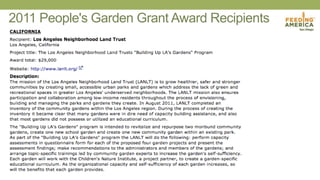 2011 People's Garden Grant Award Recipients
 