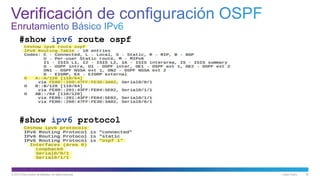 © 2013 Cisco and/or its affiliates. All rights reserved. Cisco Public 52
#show ipv6 route ospf
#show ipv6 protocol
 