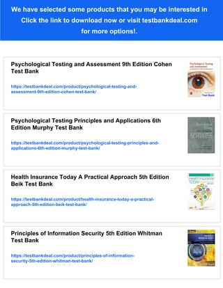 Foundations of Psychological Testing A Practical Approach 5th Edition ...