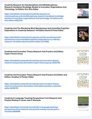 Creativity Research Development And Practice Mark A Runco Auth | PDF