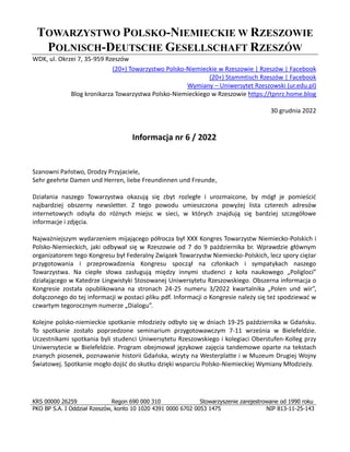 KRS 00000 26259 Regon 690 000 310 Stowarzyszenie zarejestrowane od 1990 roku
PKO BP S.A. I Oddział Rzeszów, konto 10 1020 ...